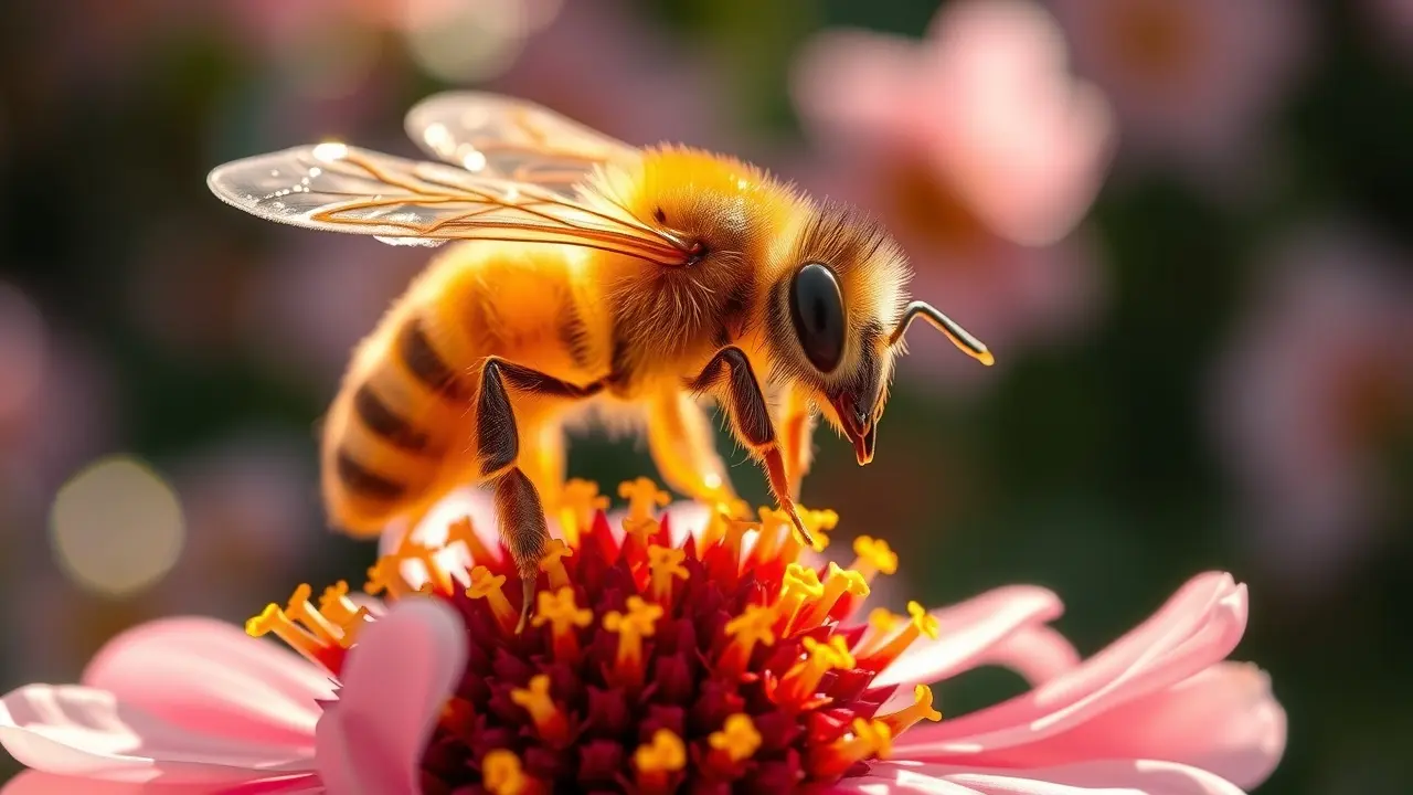 Abelha coletando néctar