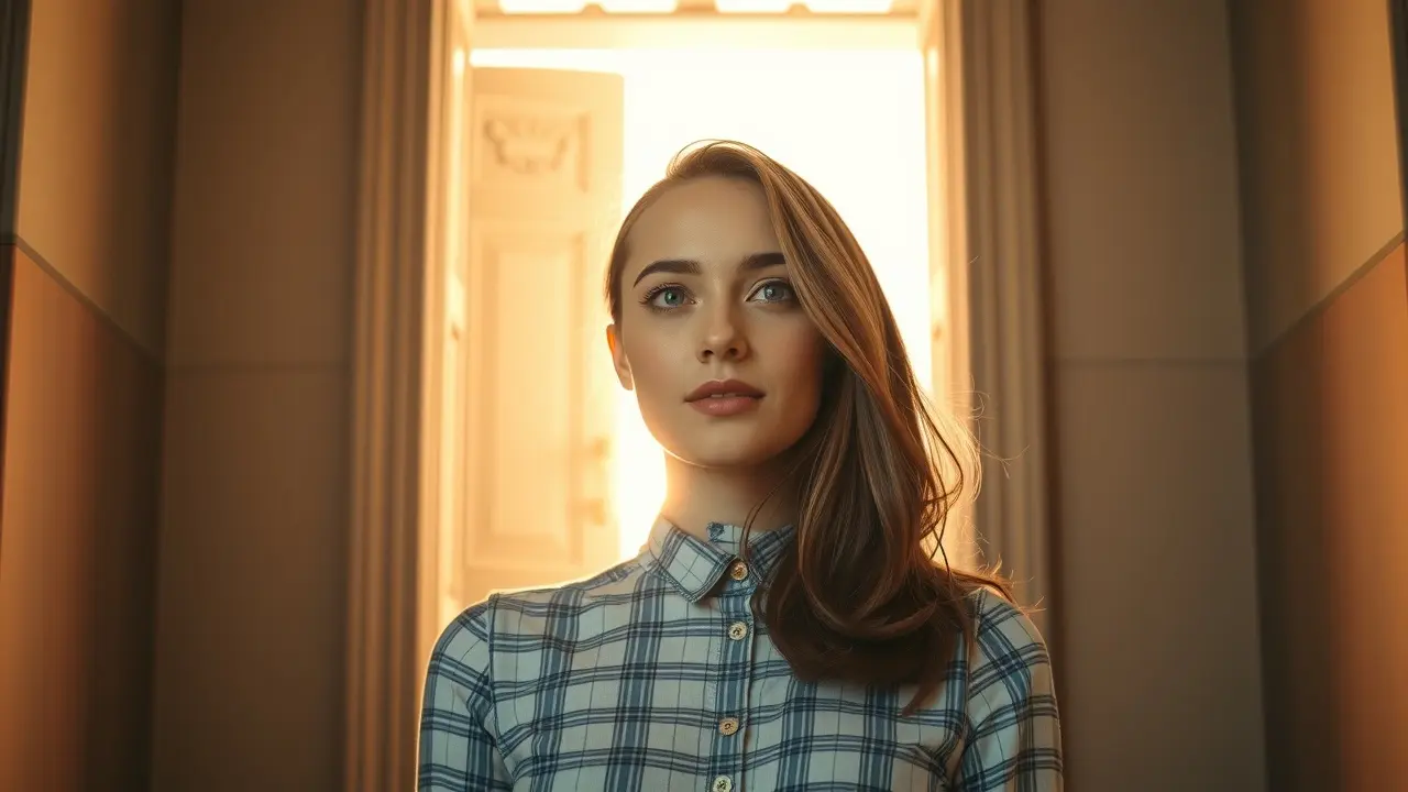 Pessoa olhando para porta aberta