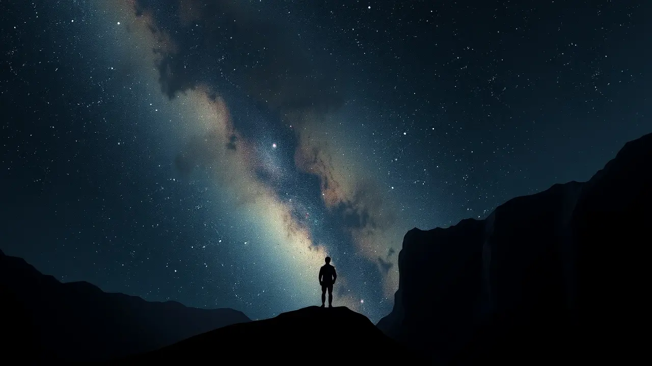 Sonhar com Abismo: Descubra o Significado e as Interpretações! Pessoa à beira de um abismo estrelado