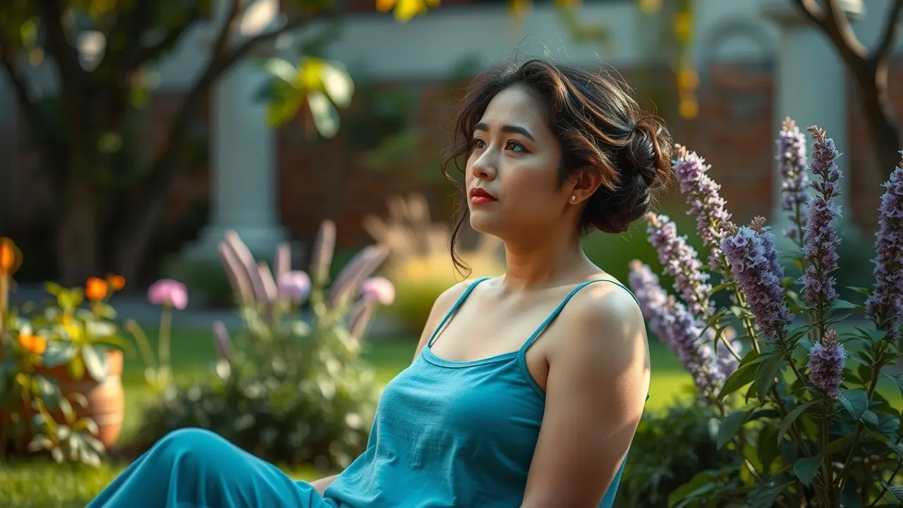 Sonhar com Absorvente: Descubra os Significados e Interpretações Mulher reflexiva segurando absorvente em jardim