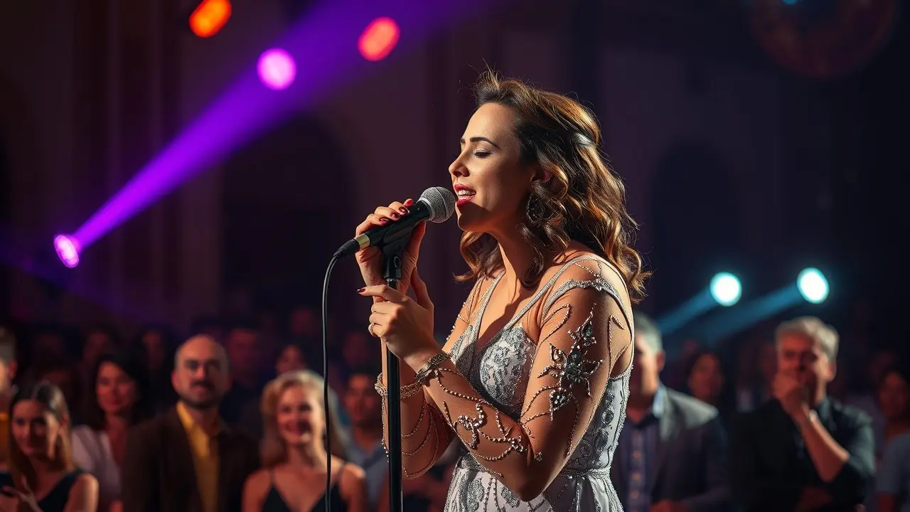 Sonhar com Adele: Descubra o Significado e as Interpretações Mulher cantando em palco iluminado