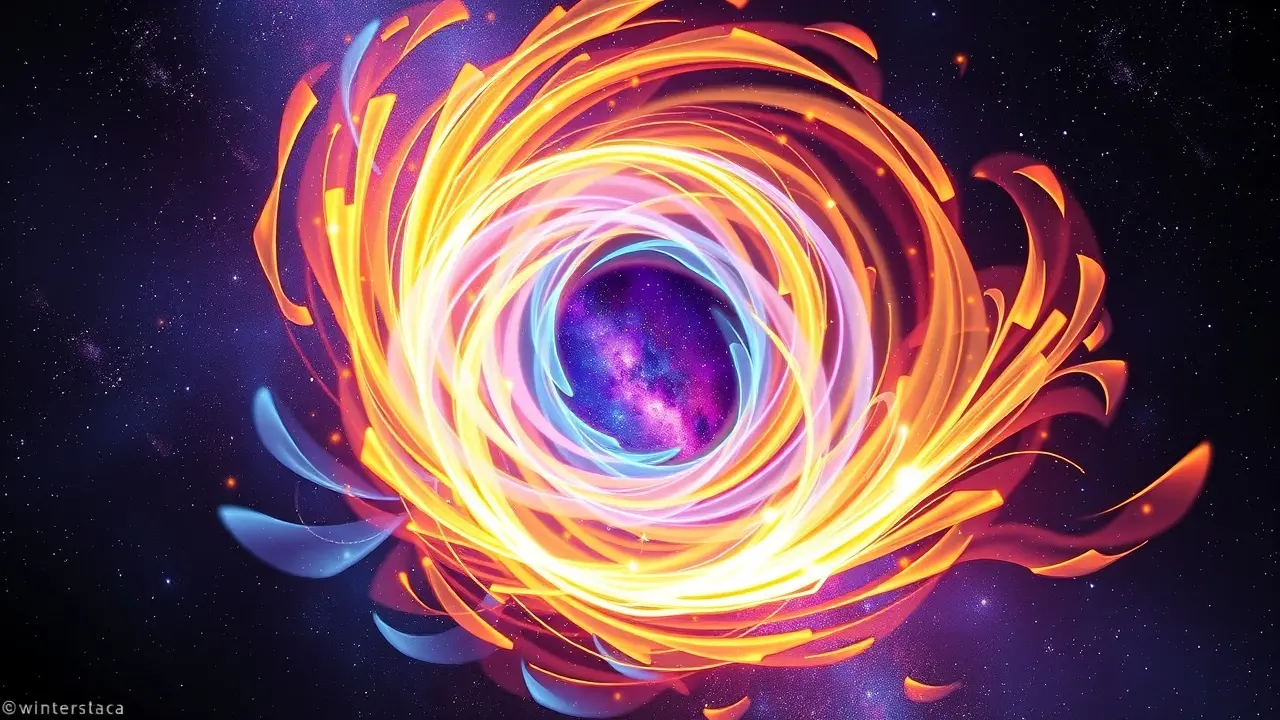 Significado de Sonhar com Éon: Desvende os Mistérios do Tempo Imagem abstrata de um vórtice de energia representando um Éon