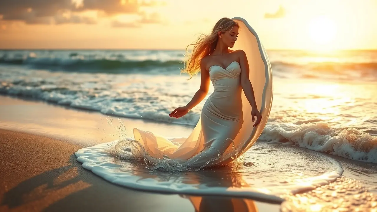 Sonhar com Afrodite: Desvende os Mistérios do Amor e da Beleza Afrodite emergindo da concha em um sonho