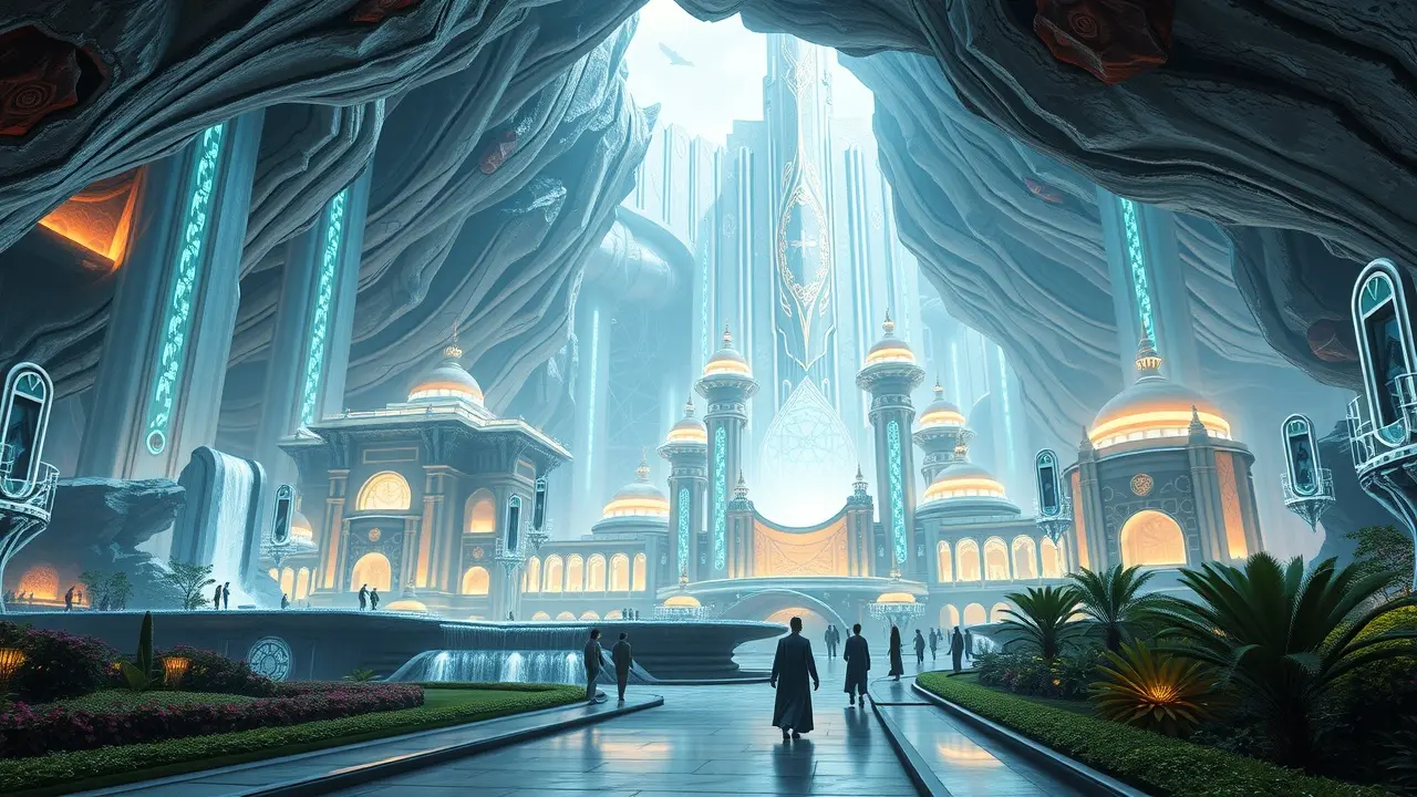 Cidade mítica de Agartha em um sonho