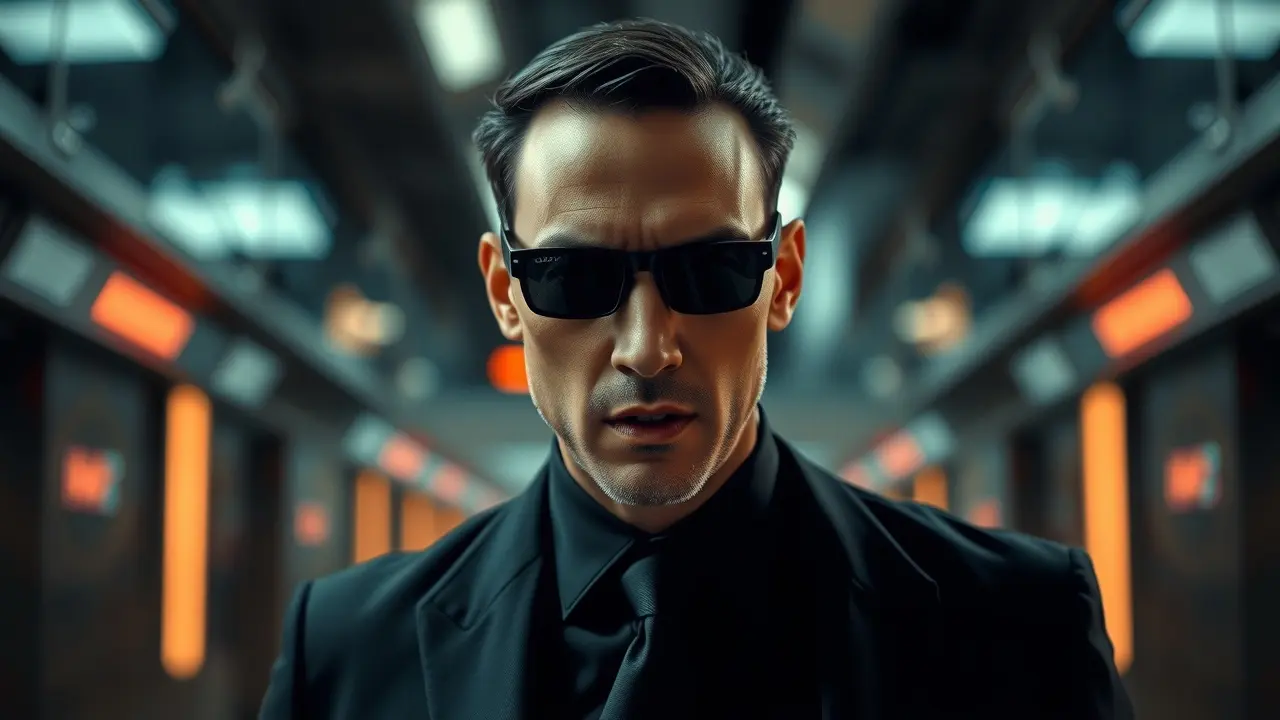 Sonhar com Agente Smith: O Que Significa? Homem de terno preto e óculos escuros, Agente Smith