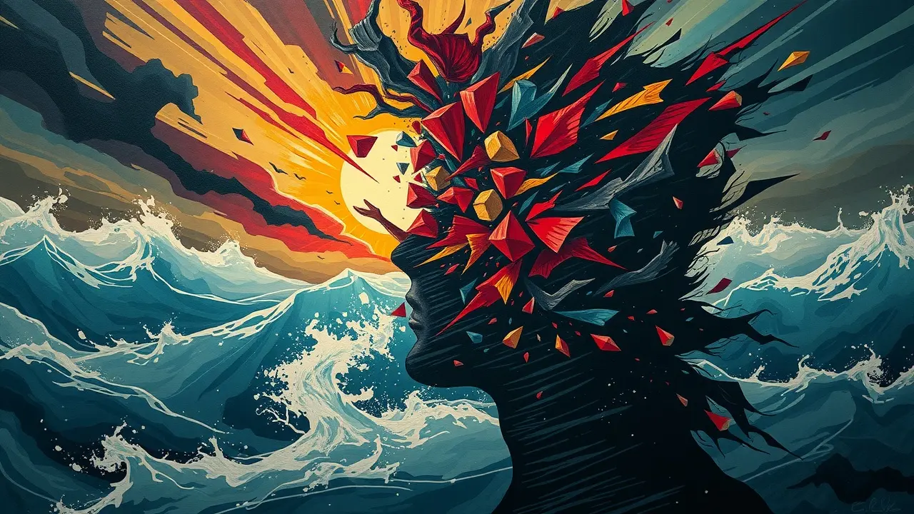 Sonhar com Agressão: Descubra os Significados e Interpretações Imagem abstrata de conflito interno