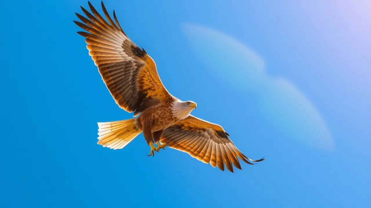 Águia voando no céu azul