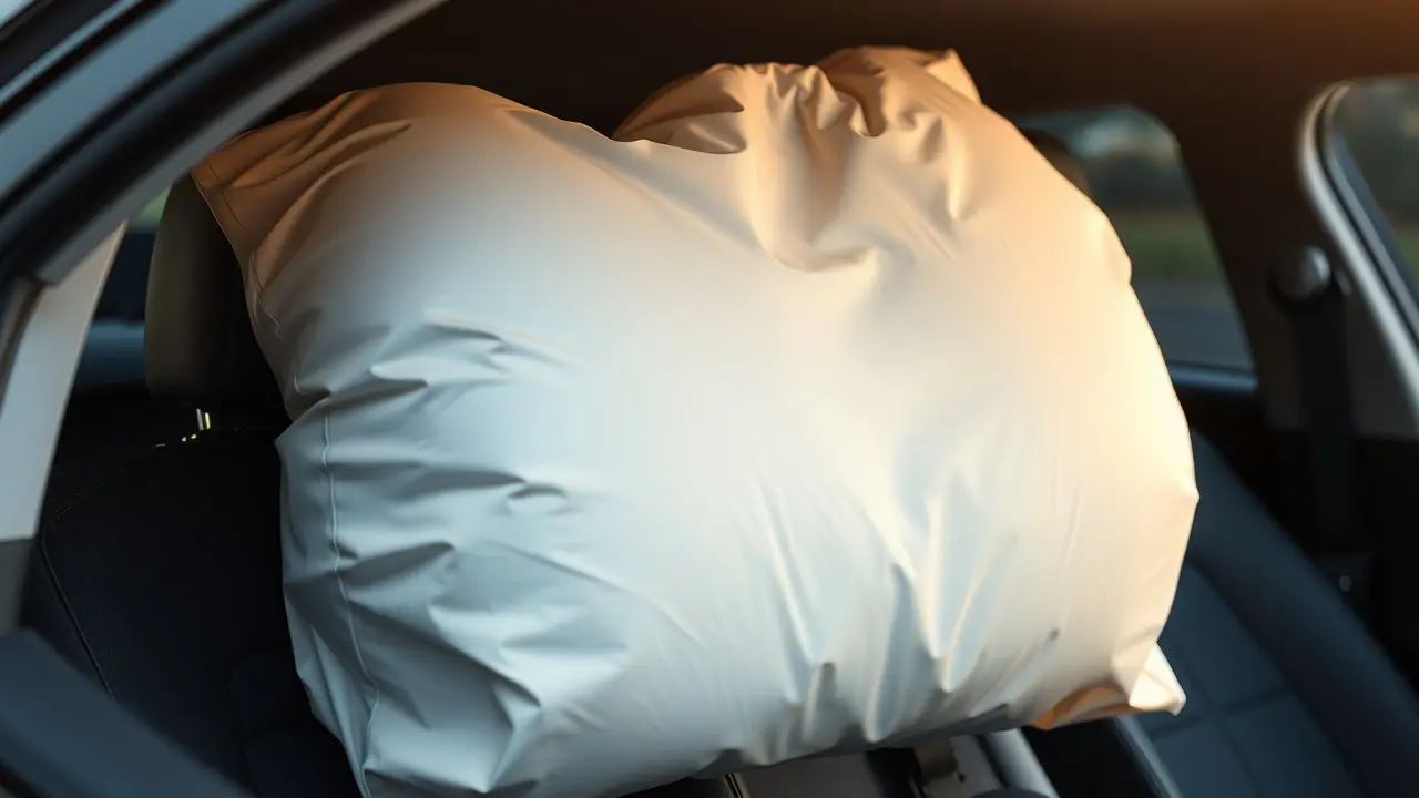 Airbag inflando no carro