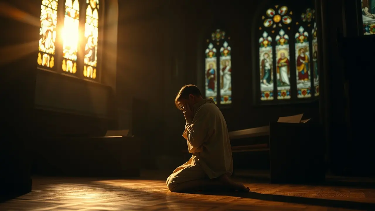 Sonhar com Ajoelhamento: Descubra o Significado Oculto! Pessoa ajoelhada em igreja orando