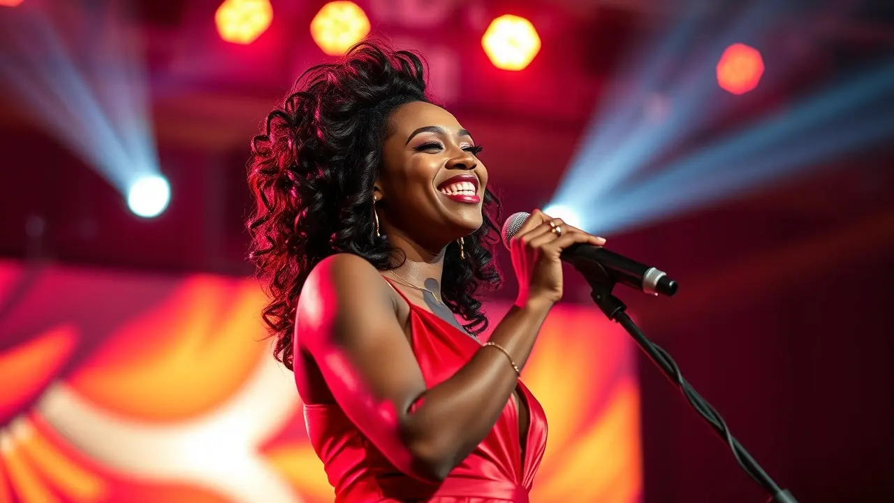 Alcione cantando em um show de samba