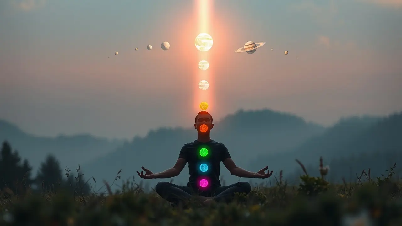 Sonhar com Alinhamento: Descubra os Significados Ocultos Imagem de meditação e alinhamento dos chakras