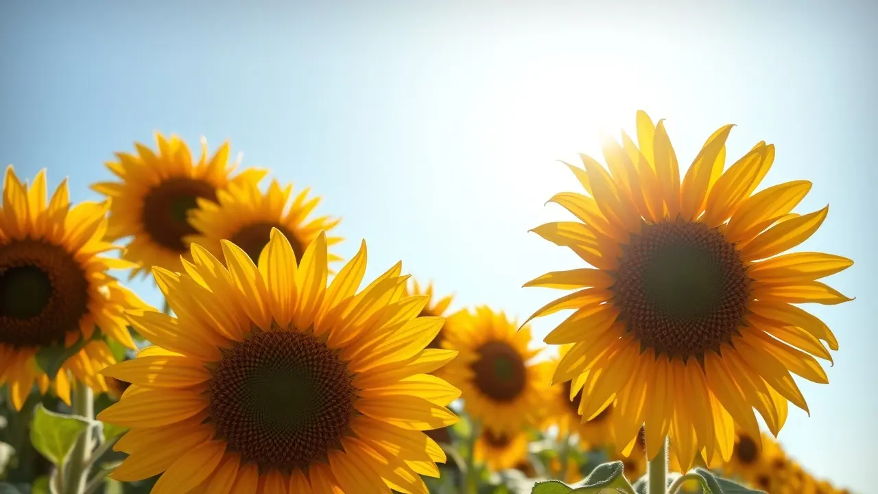 Campo de girassóis amarelos sob o sol