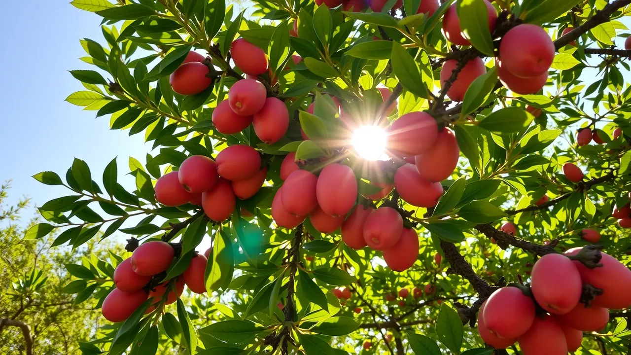 Ameixeira com frutos maduros