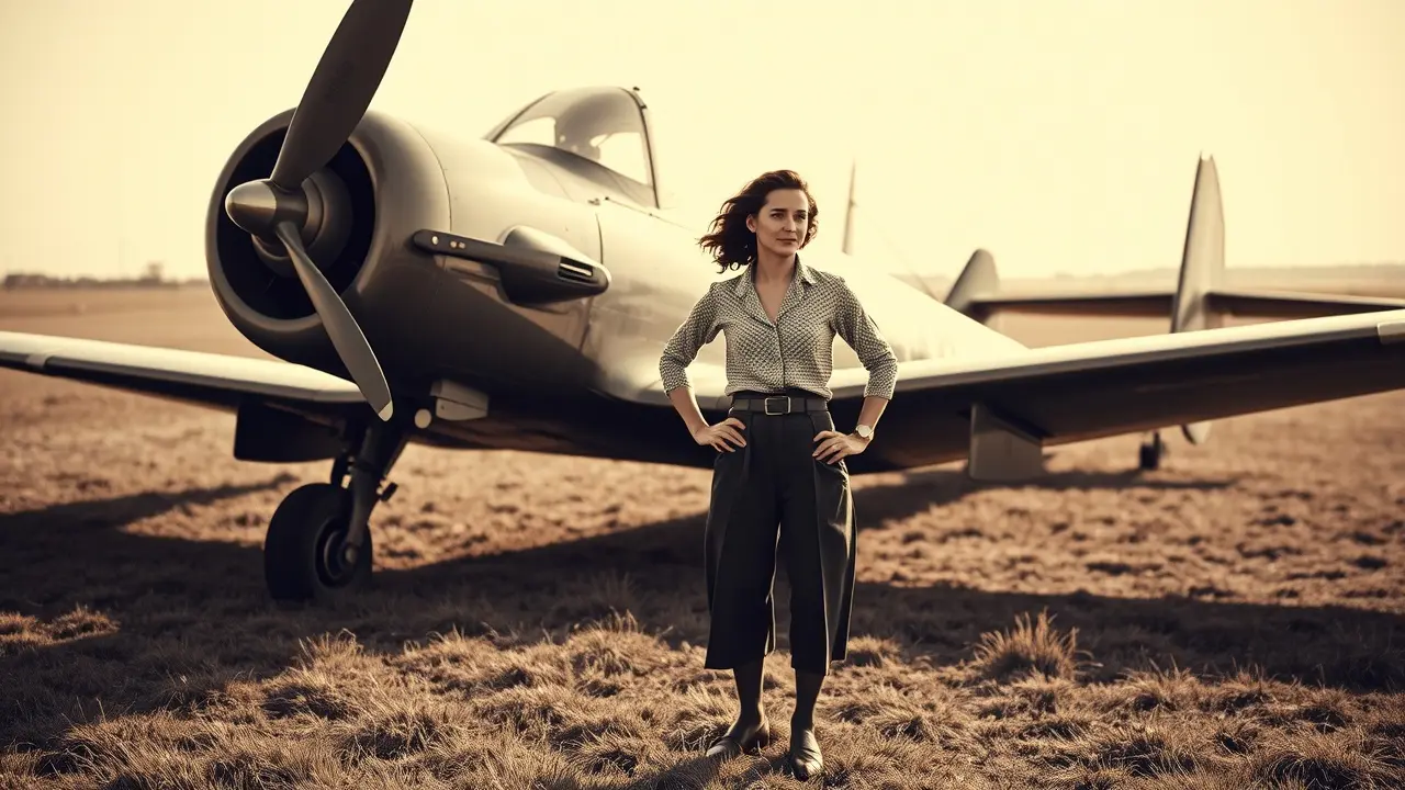 Significado de Sonhar com Amelia Earhart: Desvende os Mistérios Amelia Earhart ao lado de seu avião