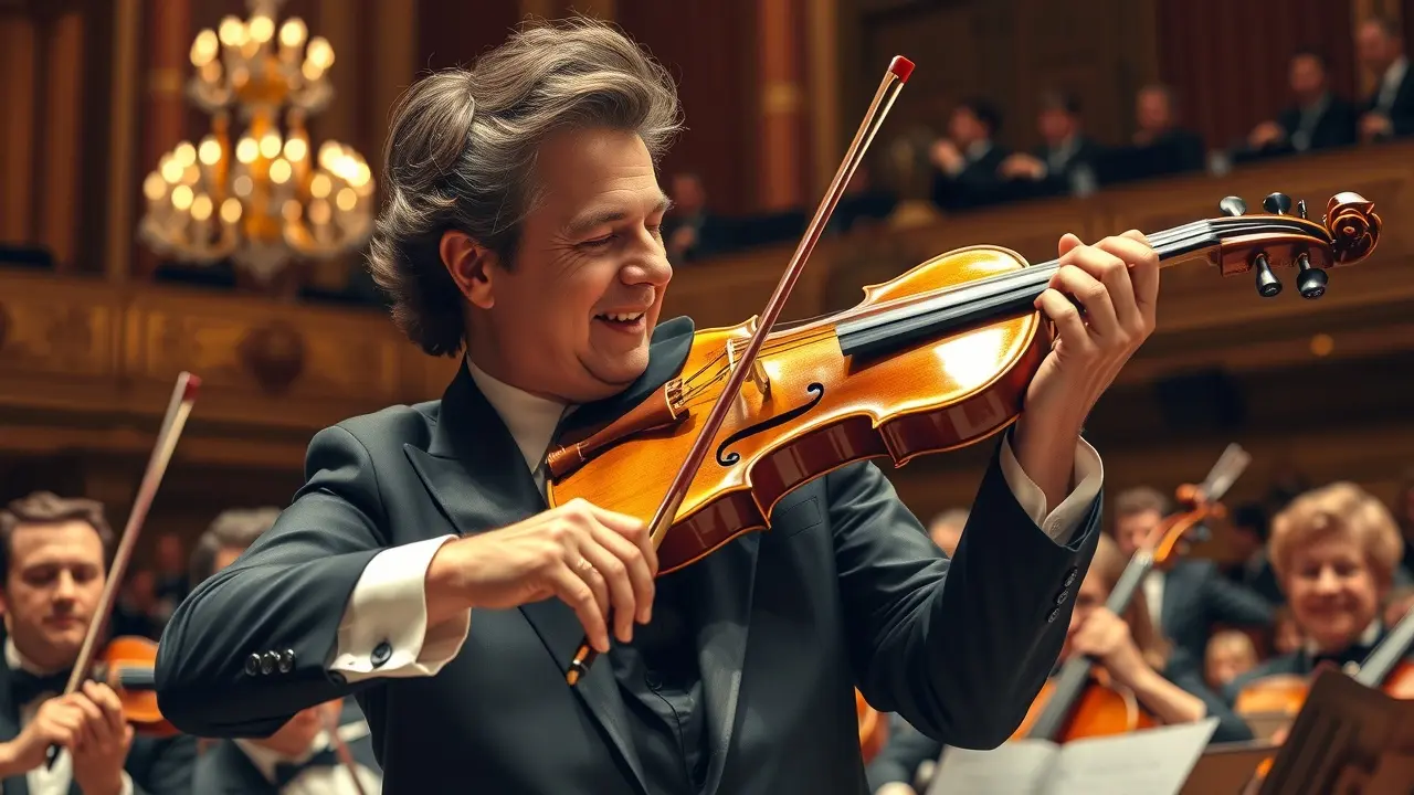 Sonhar com André Rieu: Descubra o Significado e as Mensagens Ocultas André Rieu tocando violino em concerto