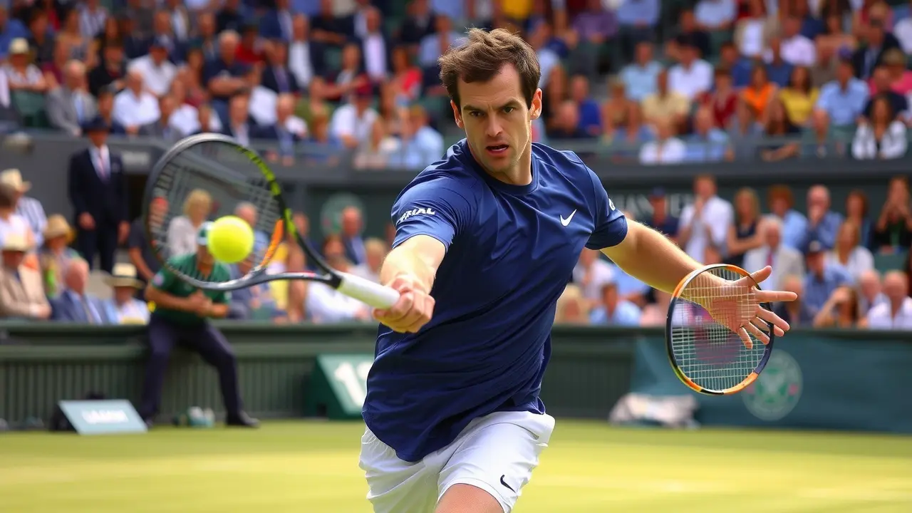 Andy Murray jogando tênis com intensidade