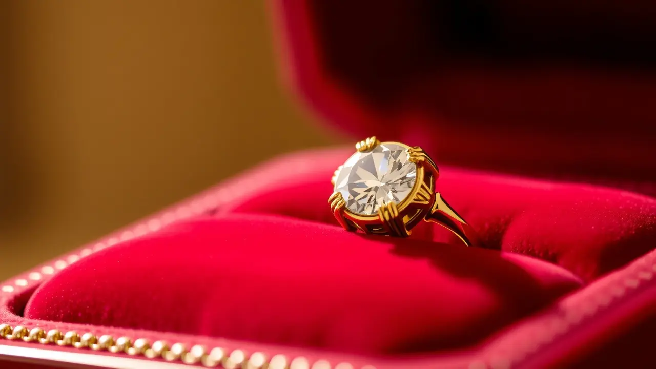 Sonhar com Anel: Descubra os Significados e Simbolismos! Anel de ouro com diamante em almofada vermelha