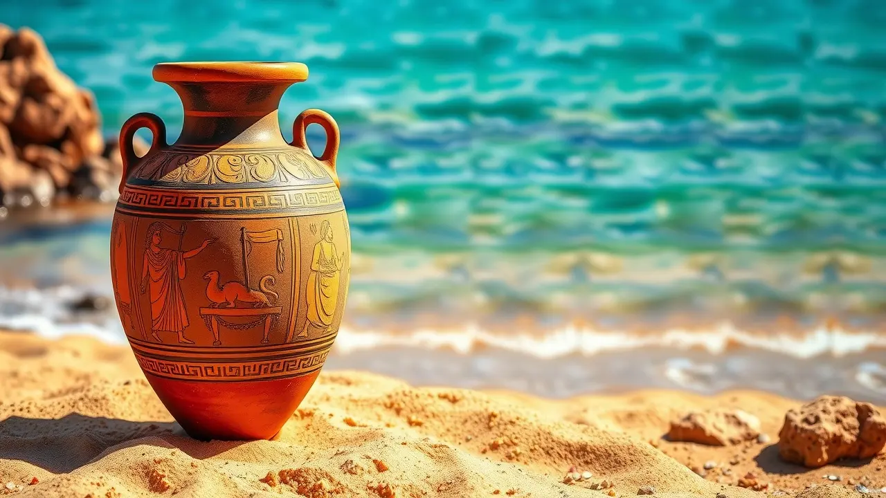 Ânfora antiga na praia