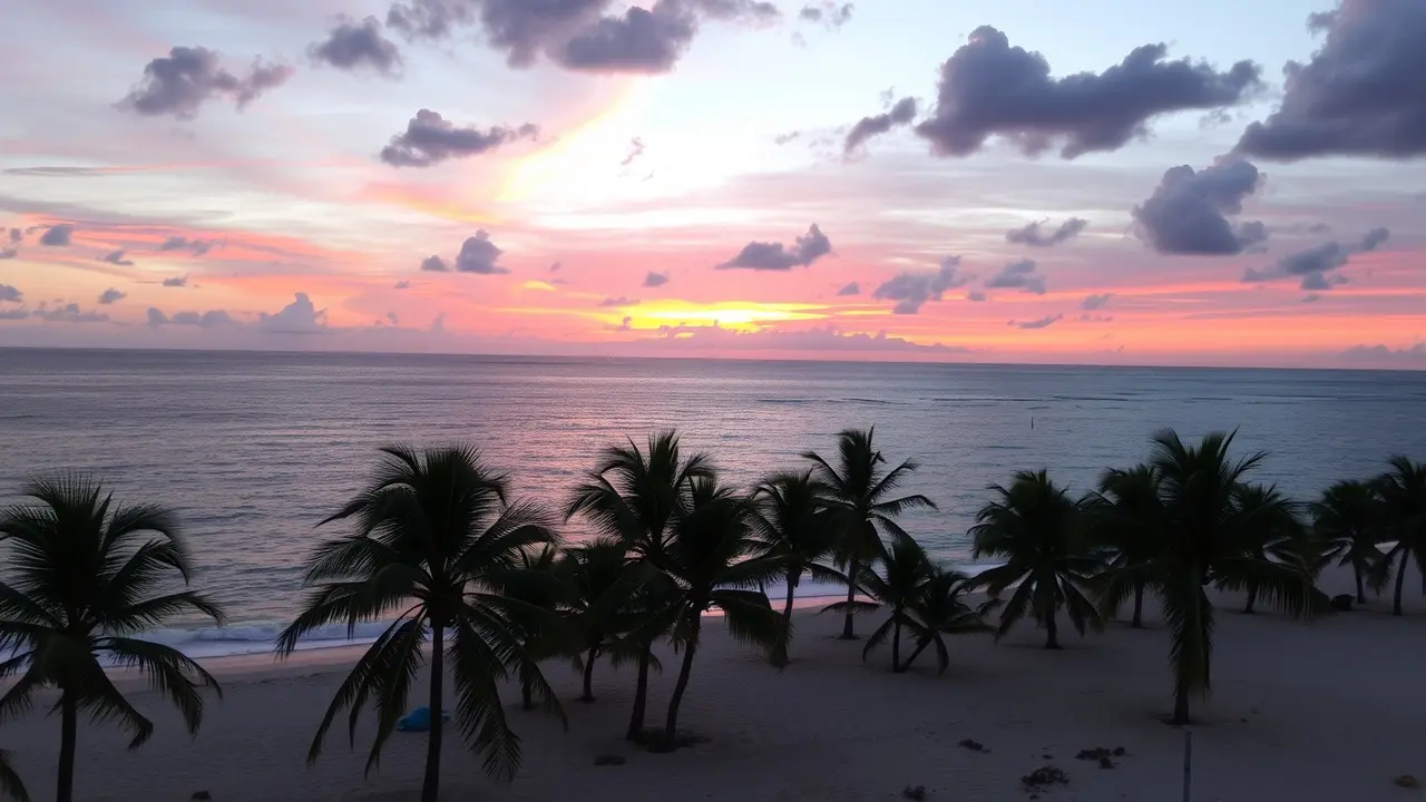 Céu alaranjado e avermelhado durante o pôr do sol