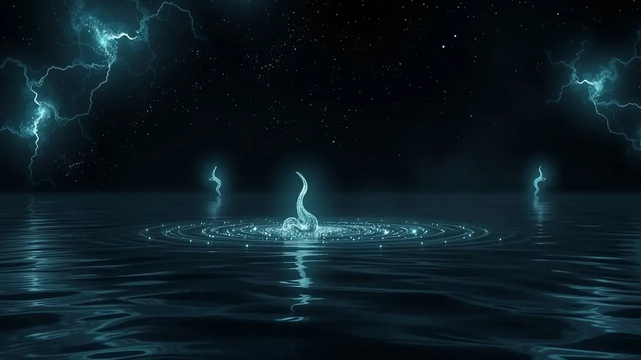 Anzol brilhante em céu estrelado