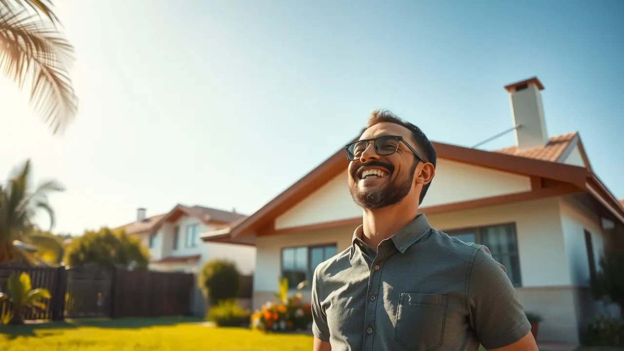 Pessoa feliz segurando chaves da casa nova