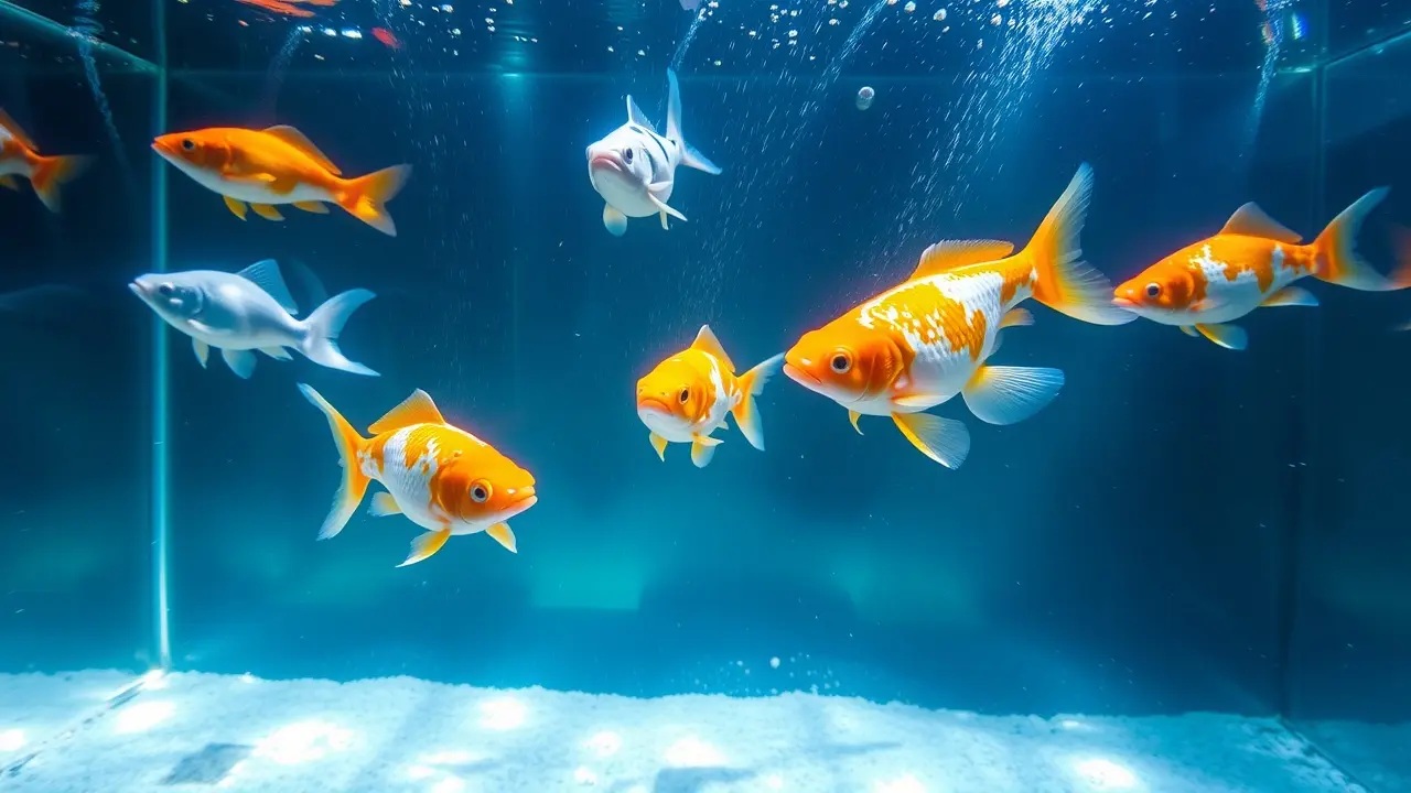 Aquário com peixes coloridos