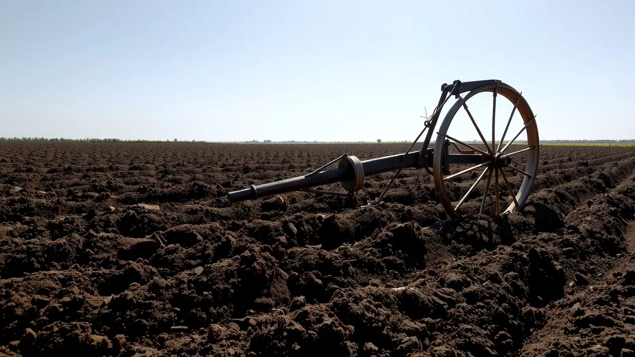Arado arando a terra fértil.