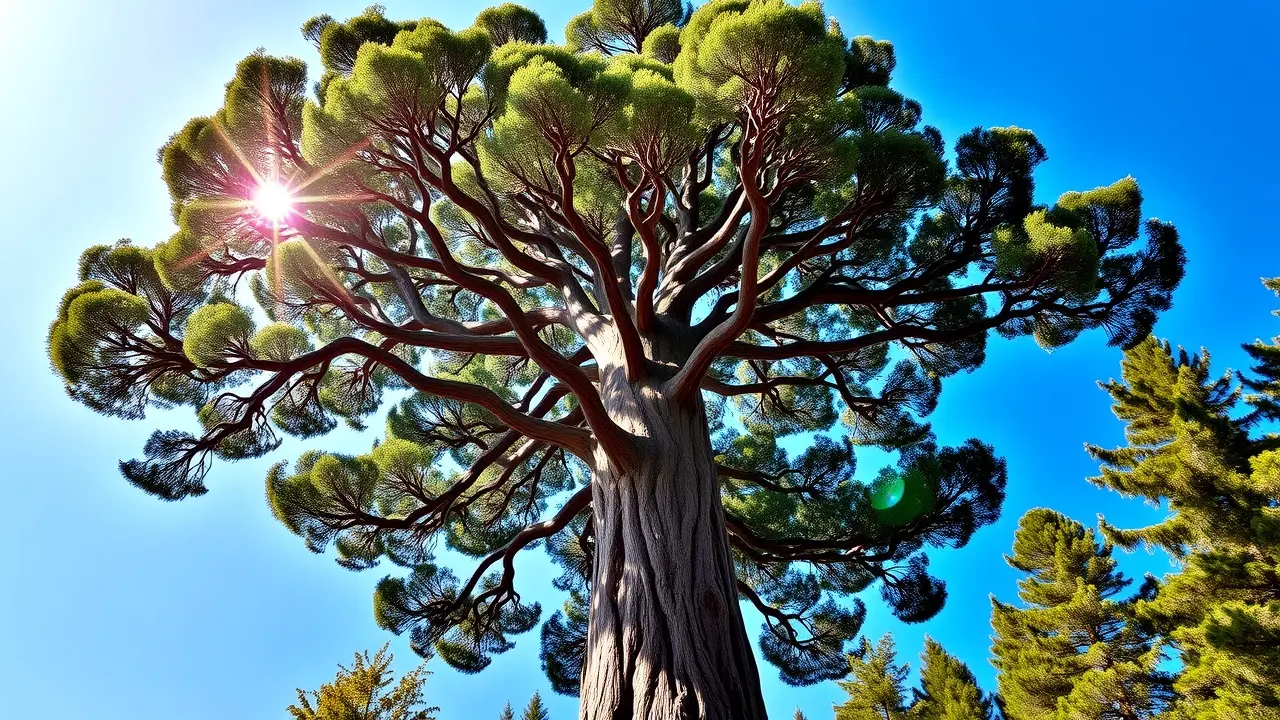 Araucária imponente em um dia ensolarado