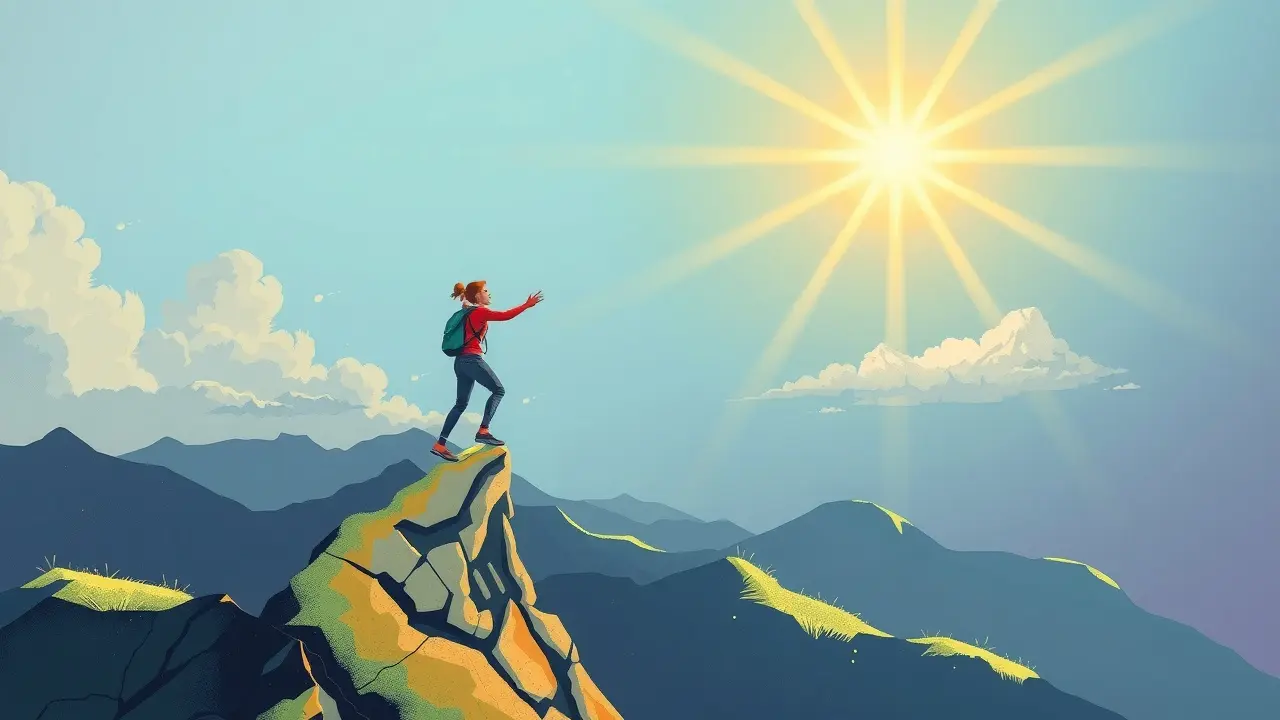 Ilustração de pessoa alcançando estrela, representando o conceito de Arete