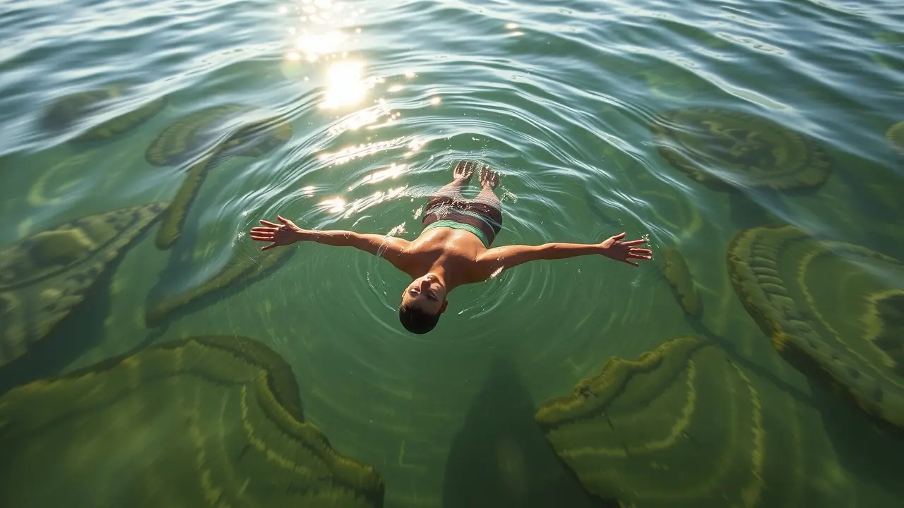 Ariranha nadando em rio cristalino