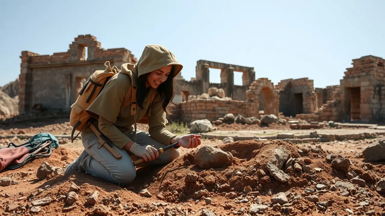 Sonhar com Arqueologia: Desvende os Mistérios do Subconsciente Arqueóloga desenterrando artefato dourado
