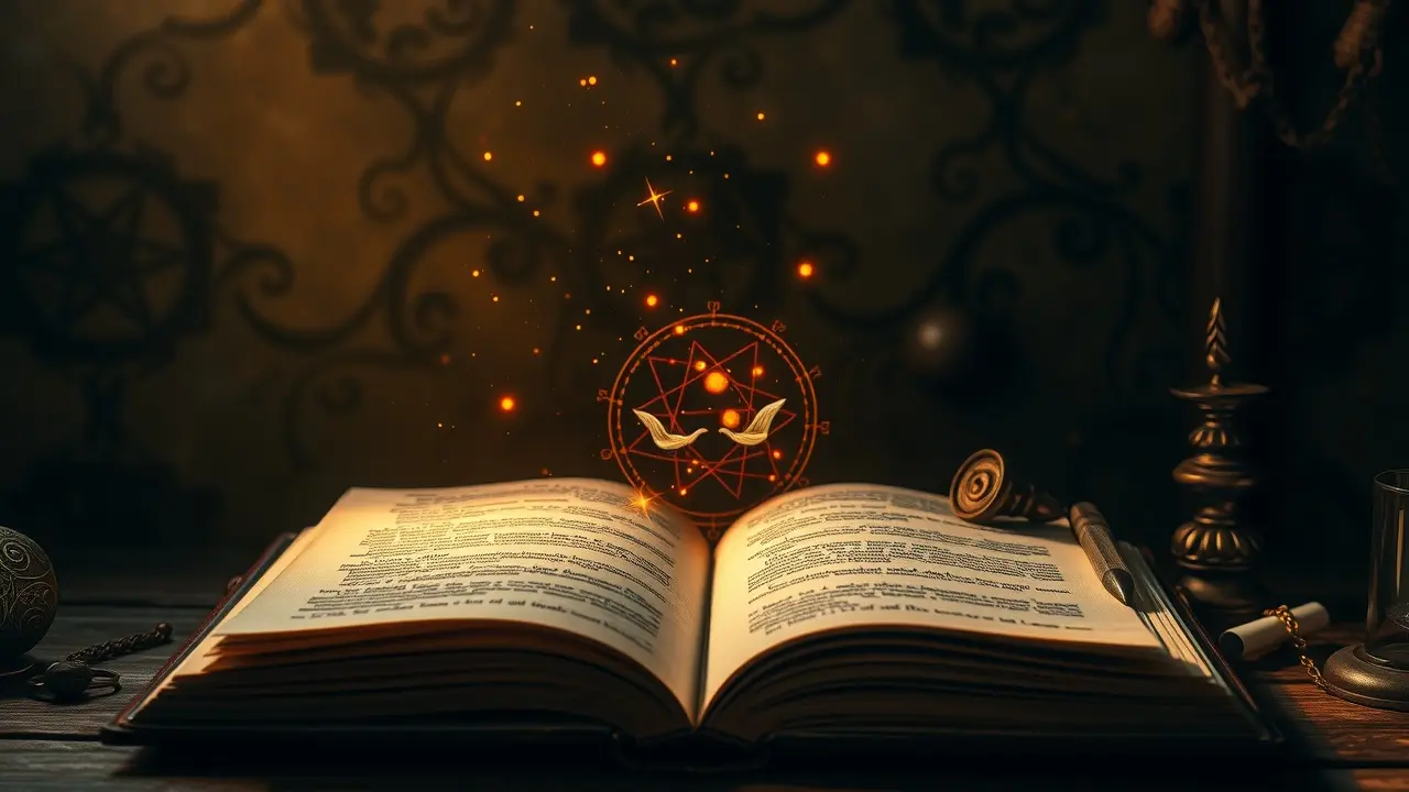 Grimório da Ars Paulina com símbolos mágicos brilhantes