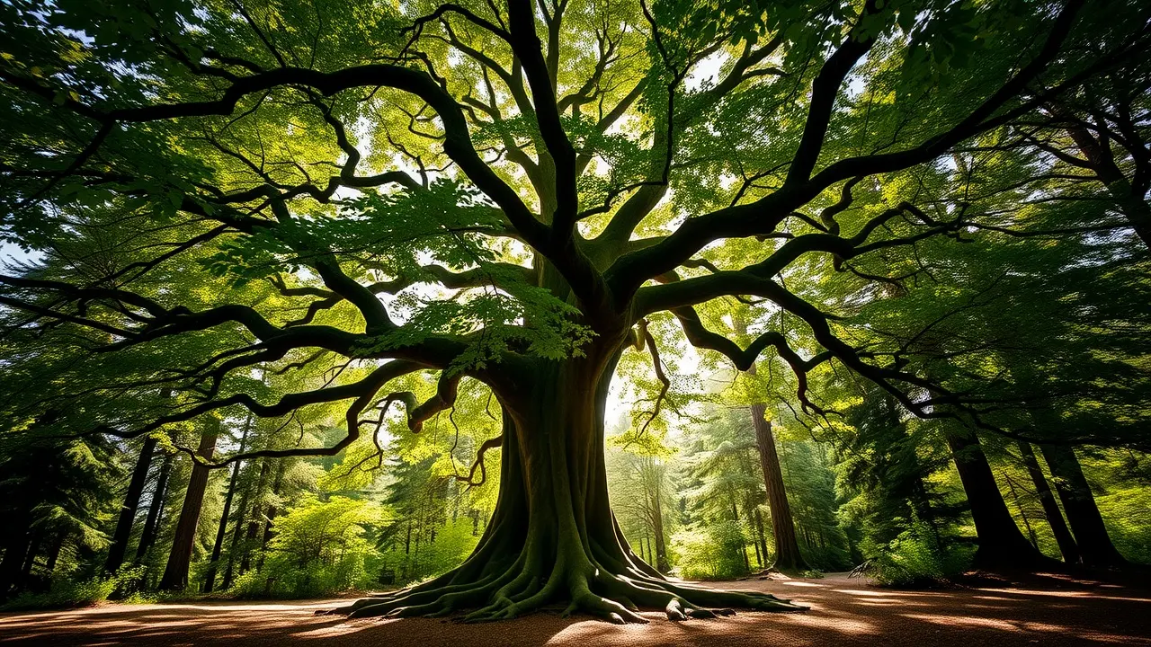 Sonhar com Árvore: Descubra os Significados e Simbolismos Ocultos Árvore frondosa em floresta ensolarada