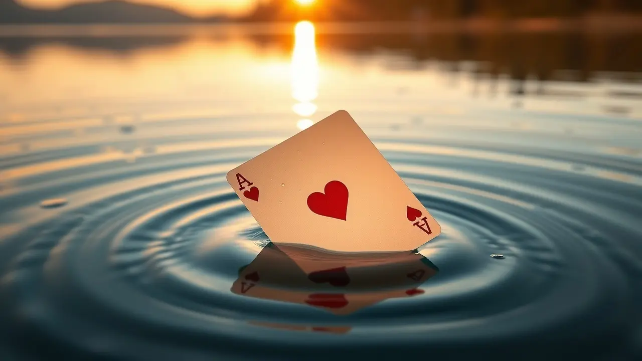 Sonhar com Ás de Copas: Descubra o Significado e as Mensagens Ocultas Ás de Copas flutuando em lago ao amanhecer
