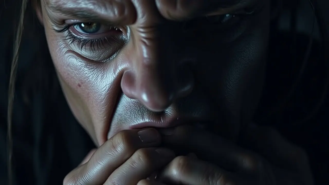 Pessoa com dificuldade para respirar em ambiente escuro