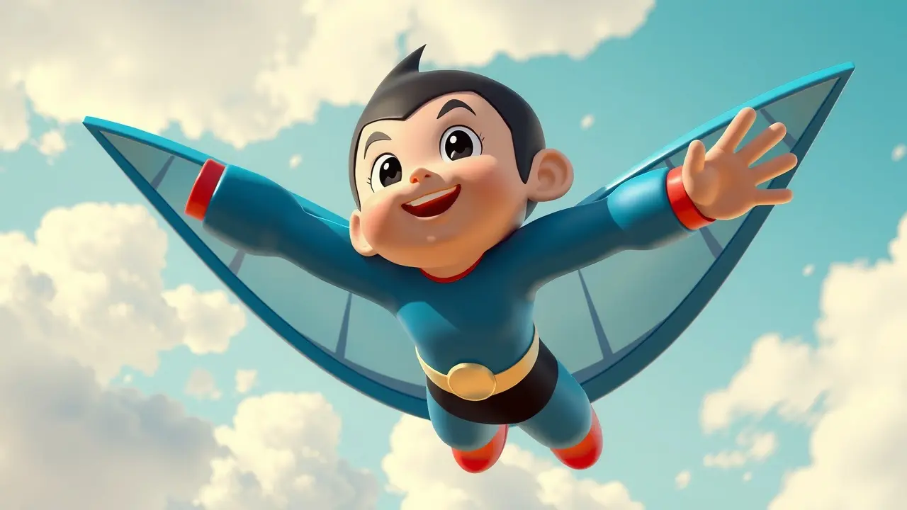 Sonhar com Astro Boy: Desvende os Significados Ocultos Astro Boy voando no céu