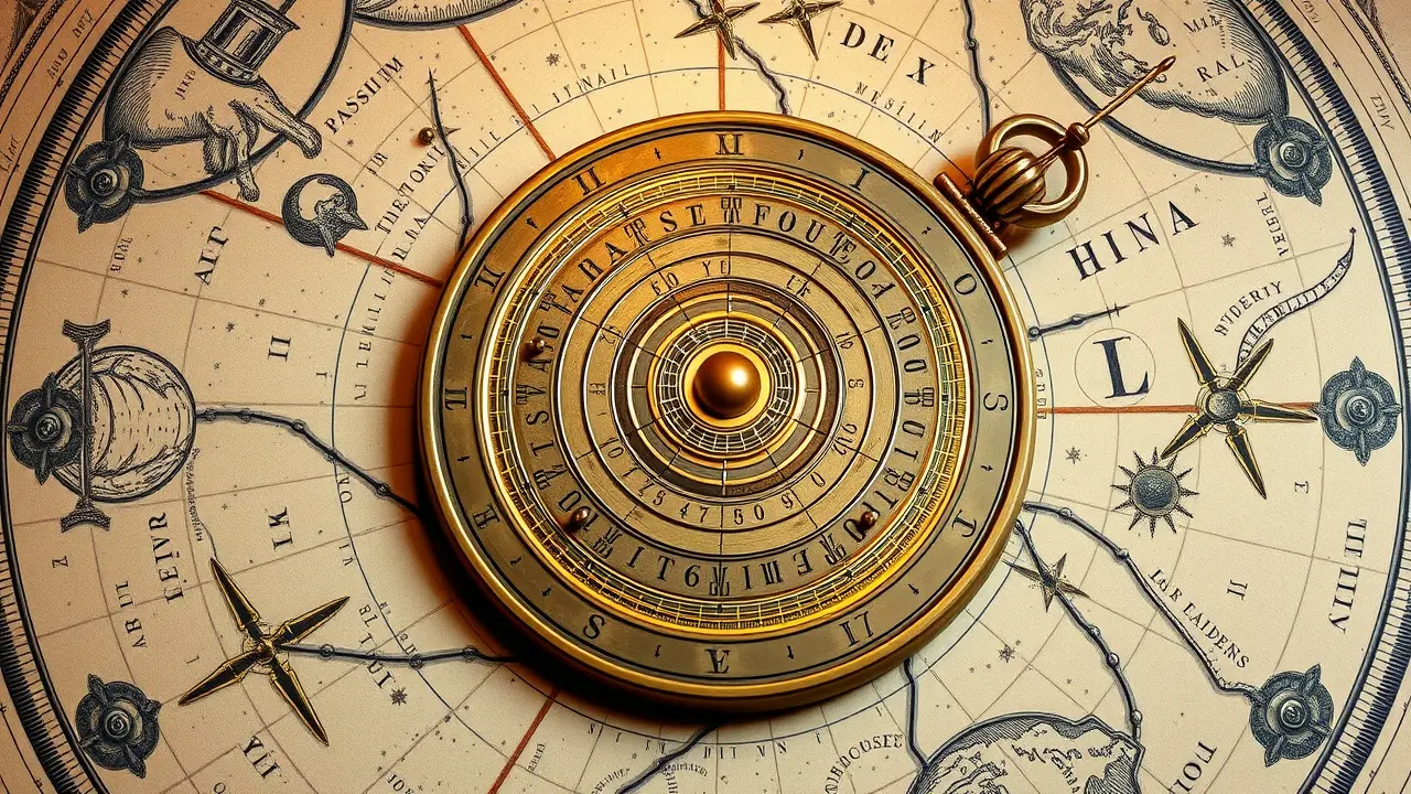 Astrolábio antigo sobre mapa estelar