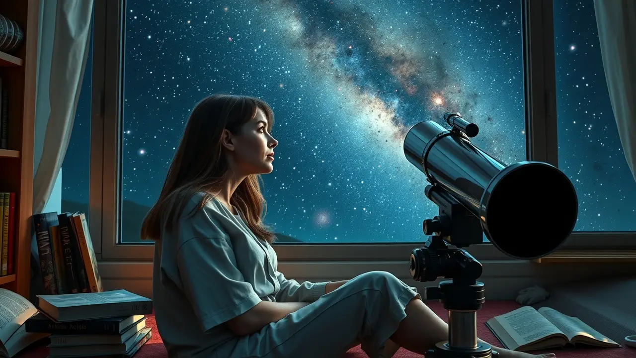 Significado de Sonhar com Astronomia: Desvende os Mistérios do Universo Mulher observando as estrelas com telescópio