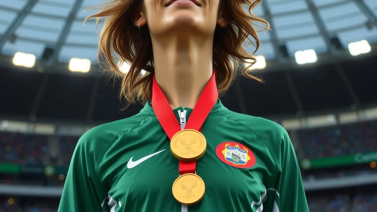 Atleta olímpico recebendo medalha de ouro