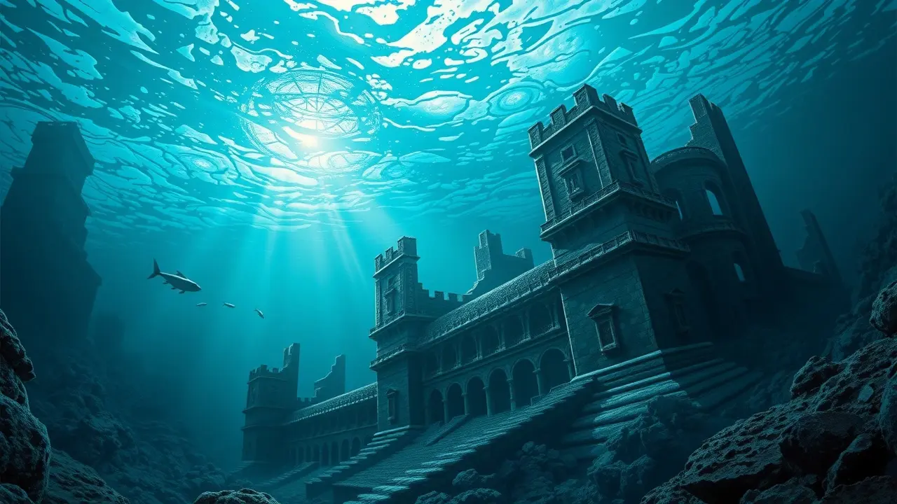 Cidade submersa de Atlântida em um sonho