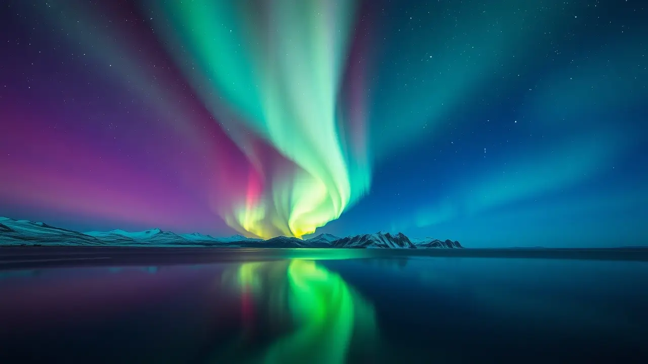 Aurora Austral no céu noturno