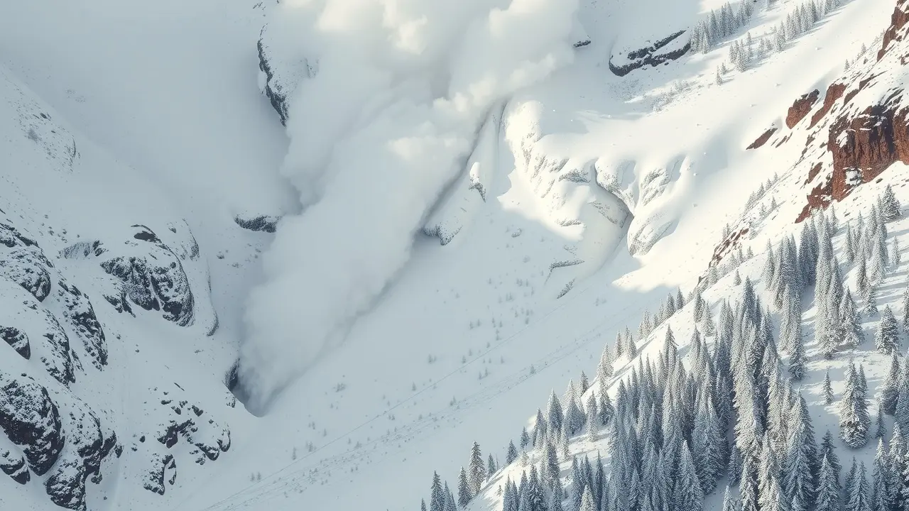 Avalanche de neve em montanha