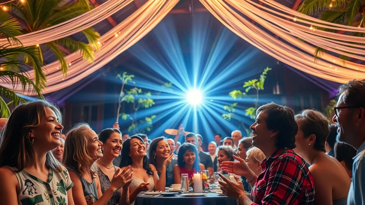 Pessoas celebrando em avivamento espiritual