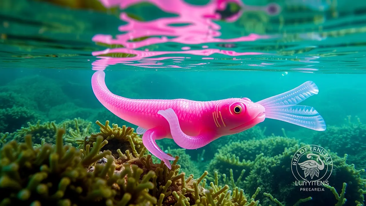 Significado de Sonhar com Axolote: Desvende os Mistérios! Axolote rosa nadando em água cristalina