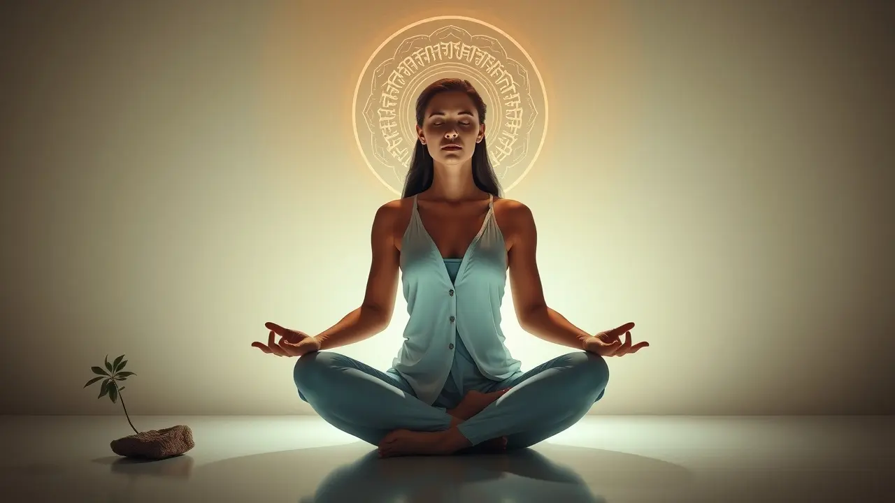 Sonhar com Ayin: Desvende o Significado e as Mensagens Ocultas Pessoa meditando com o símbolo Ayin.