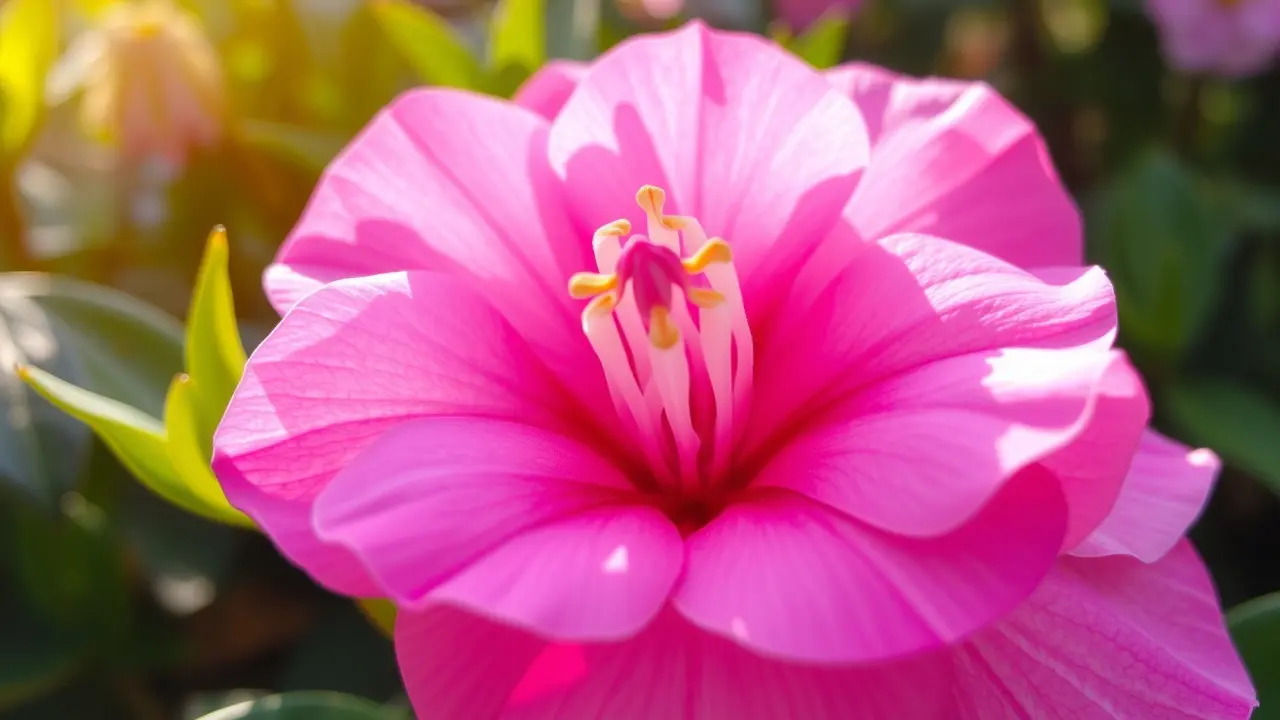 Azaleia rosa em plena floração