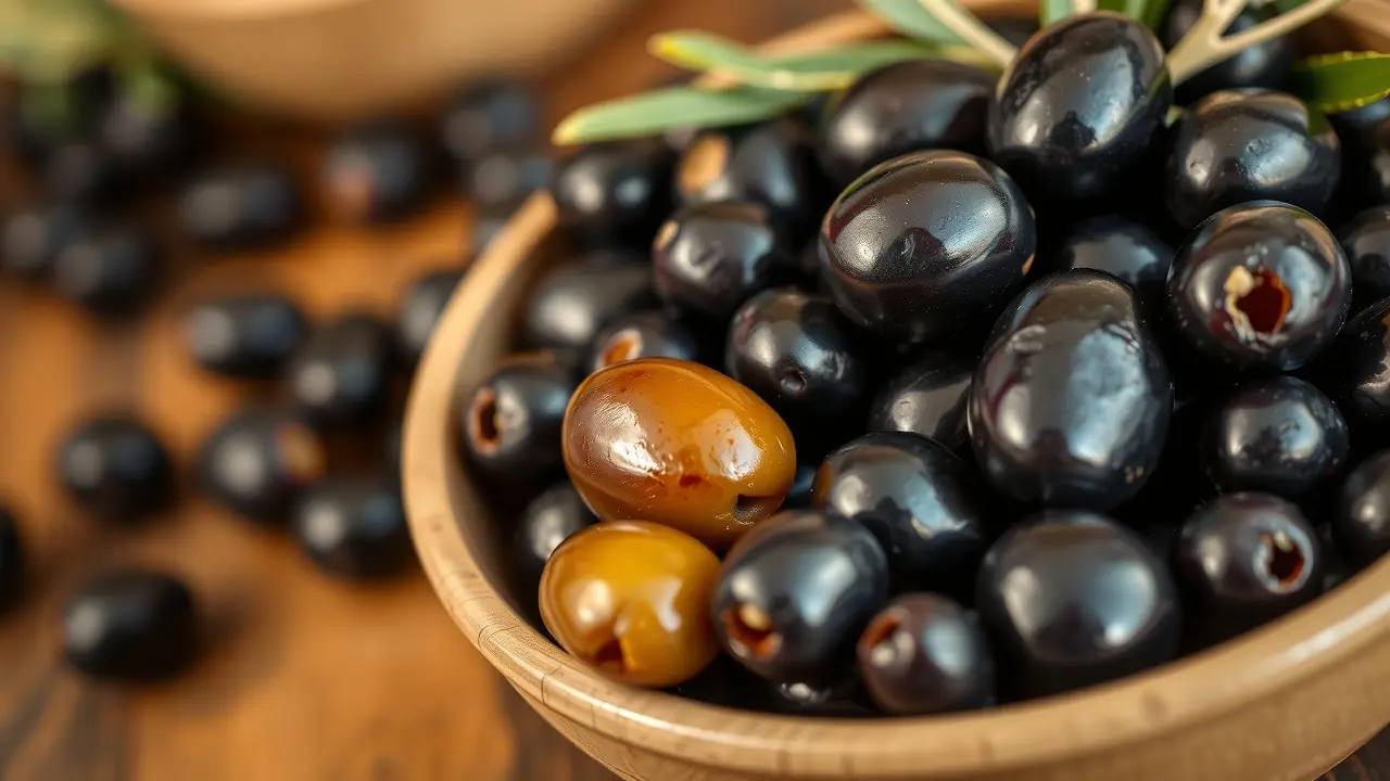 Sonhar com Azeitona-Preta: Descubra o Significado e as Interpretações Tigela de azeitonas pretas maduras.