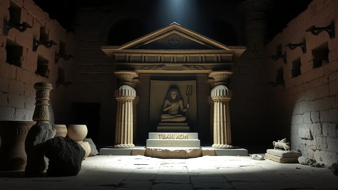 Altar de pedra em ruínas, simbolizando Baal