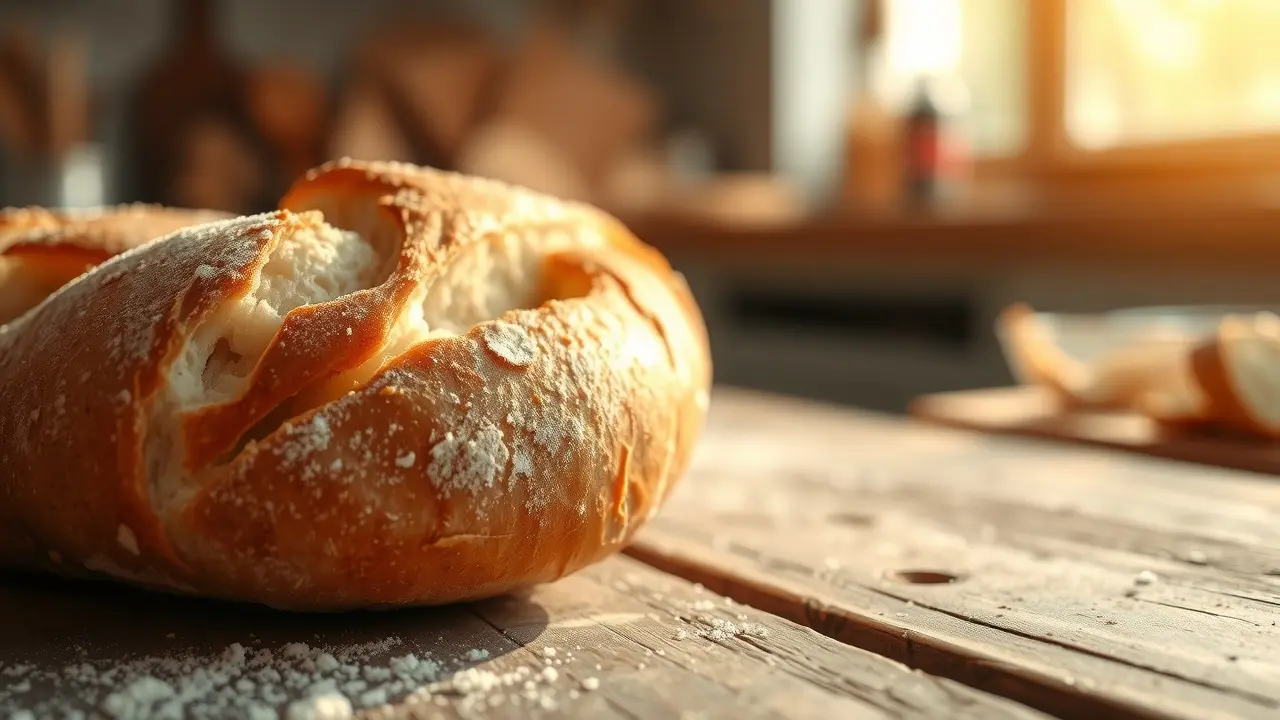 Sonhar com Baguete: Descubra o Significado e as Interpretações Baguete crocante em mesa de madeira