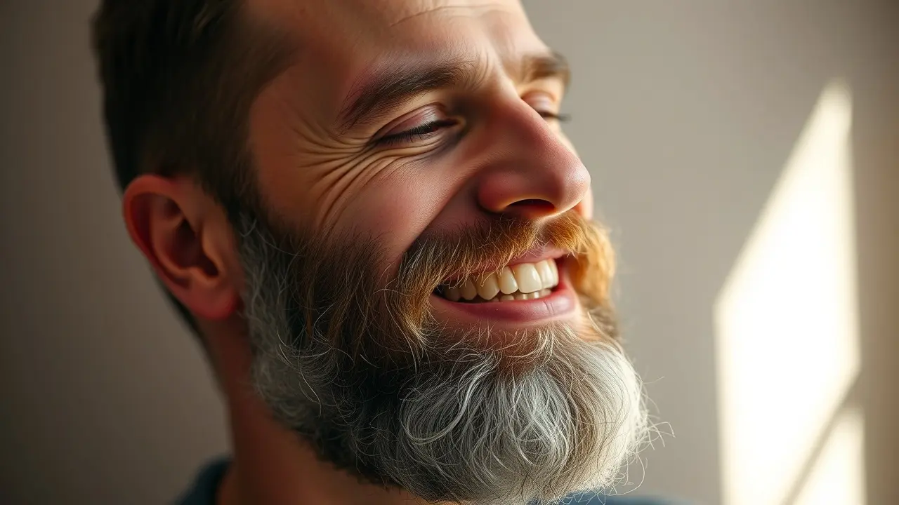 Homem barbudo sorrindo